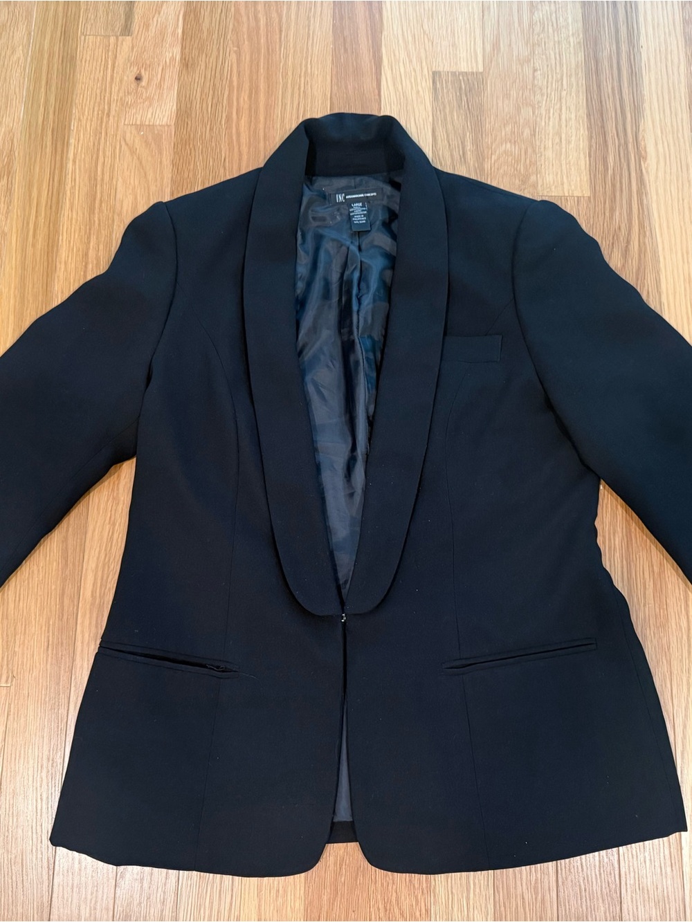 INC International Concepts Black Shawl Collar Blazer